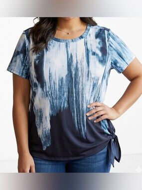 Simply Vera Vera Wang Abstract Brushstroke Side-Tie Top Size XXL